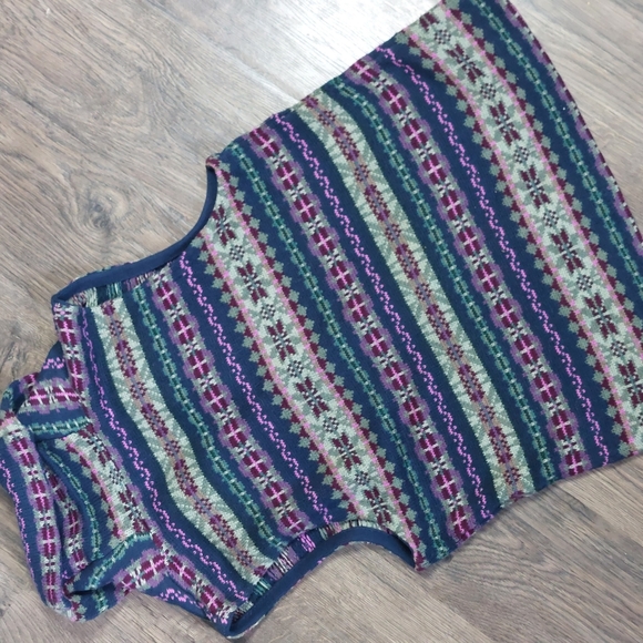 Chaps Vest Womens medium Button Up‎ Fair Isle Cotton Blend western style - Picture 8 of 11